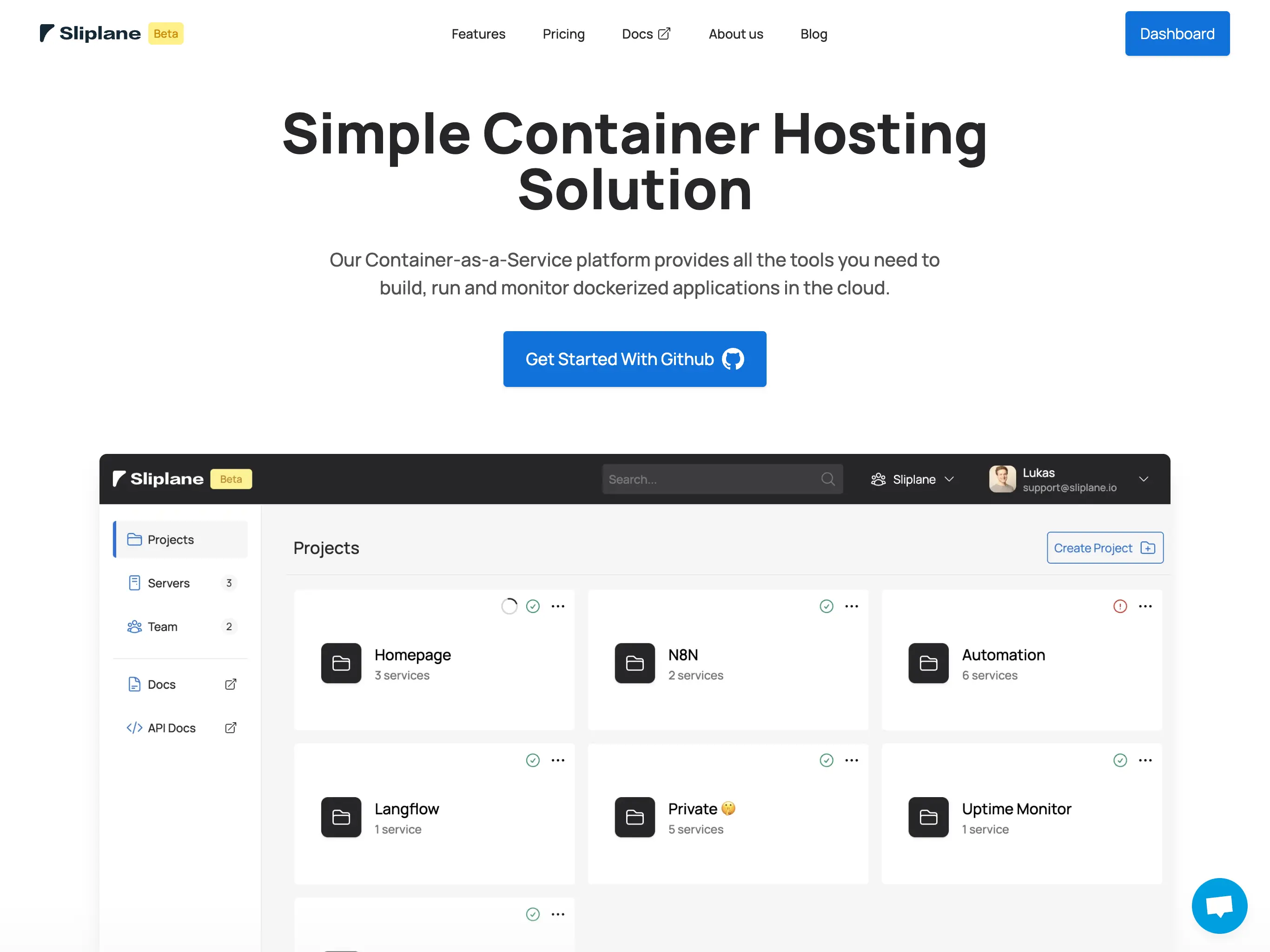 Sliplane Homepage