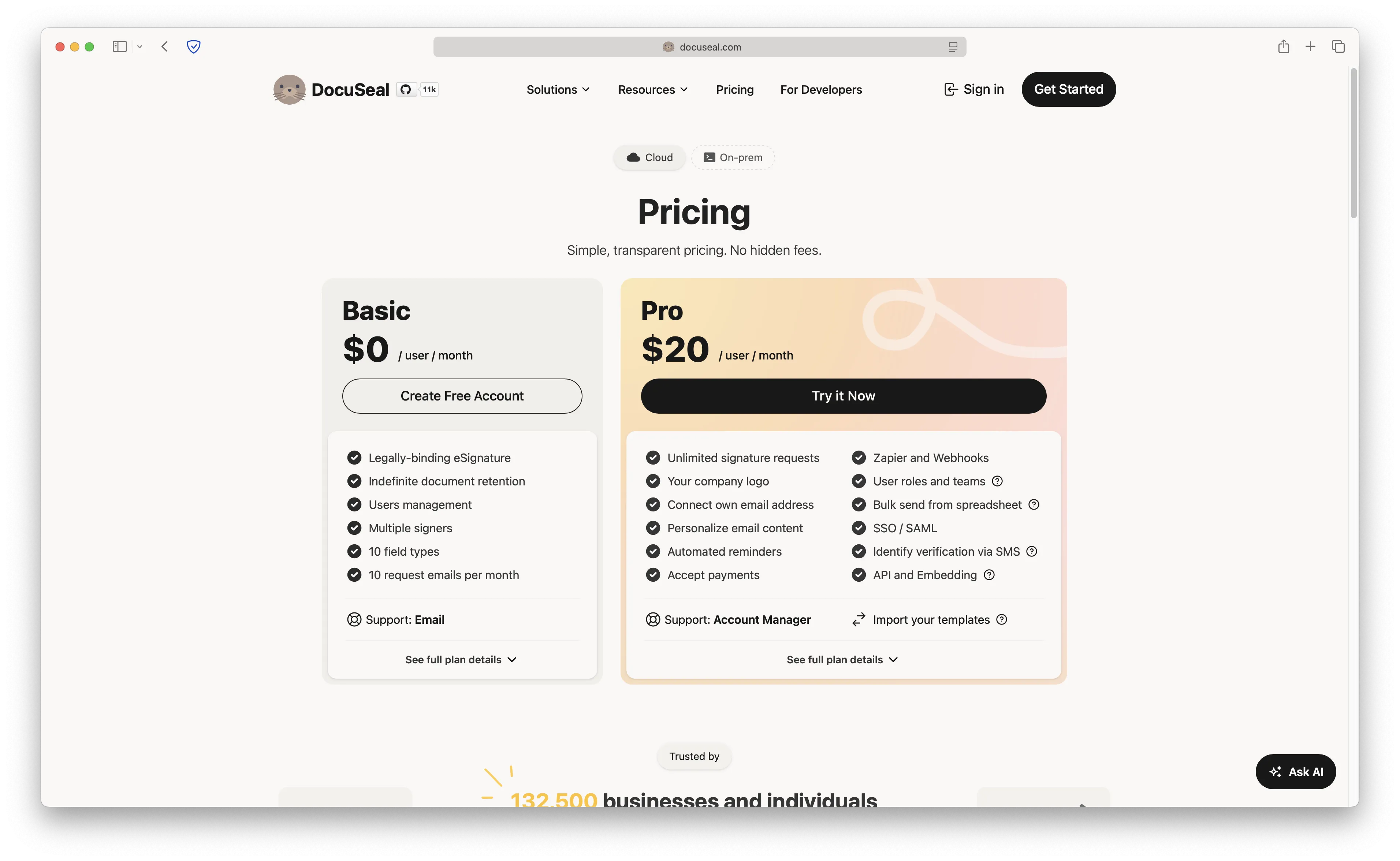 DocuSeal Pricing